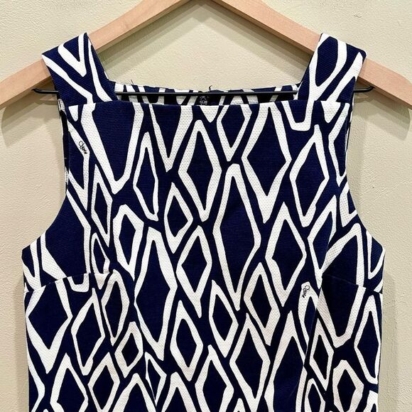 Diane Von Furstenberg DVF Navy Blue Printed Mini Dress - Size: 4 - Picture 3 of 11